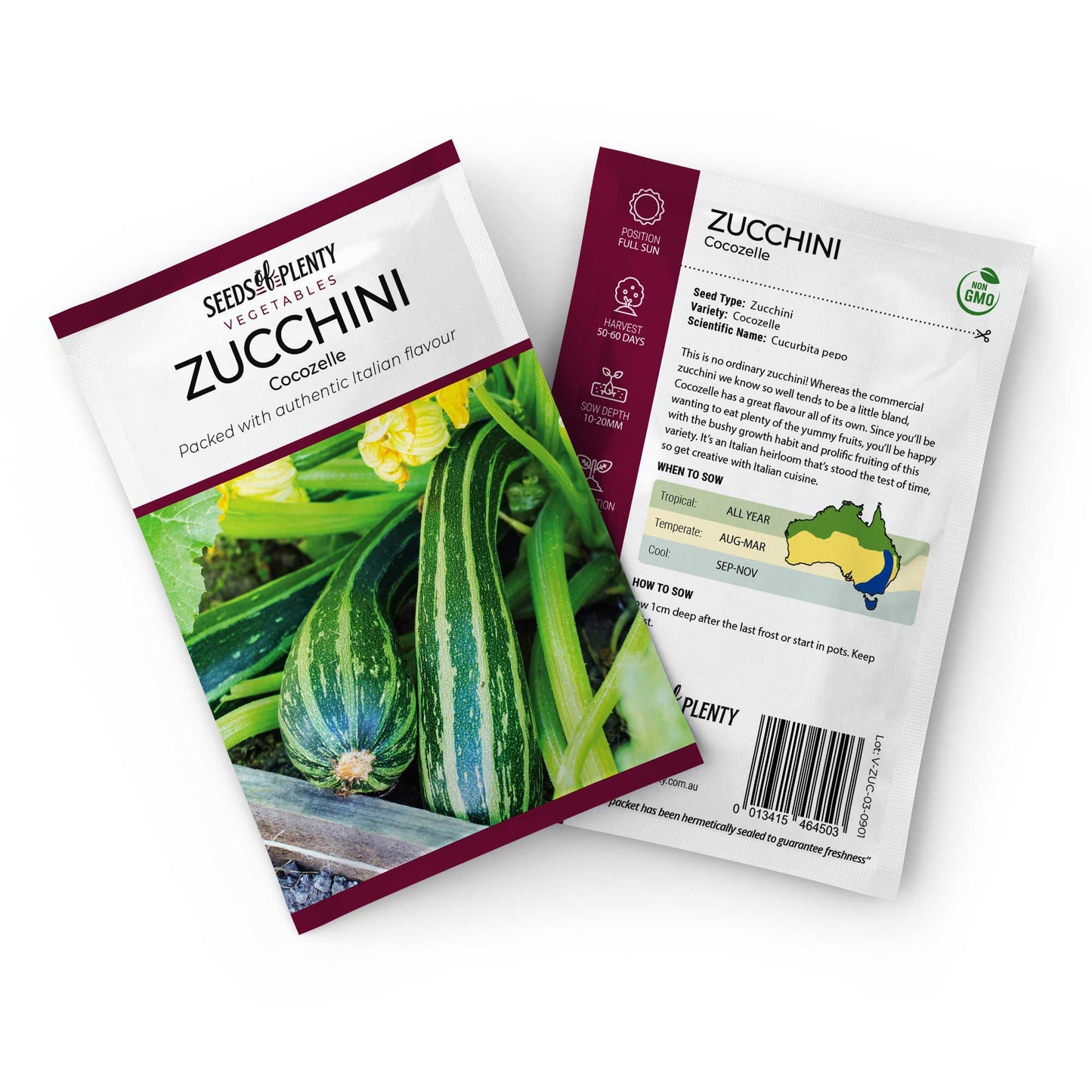 ZUCCHINI - Cocozelle Seed Packet - Cucurbita pepo