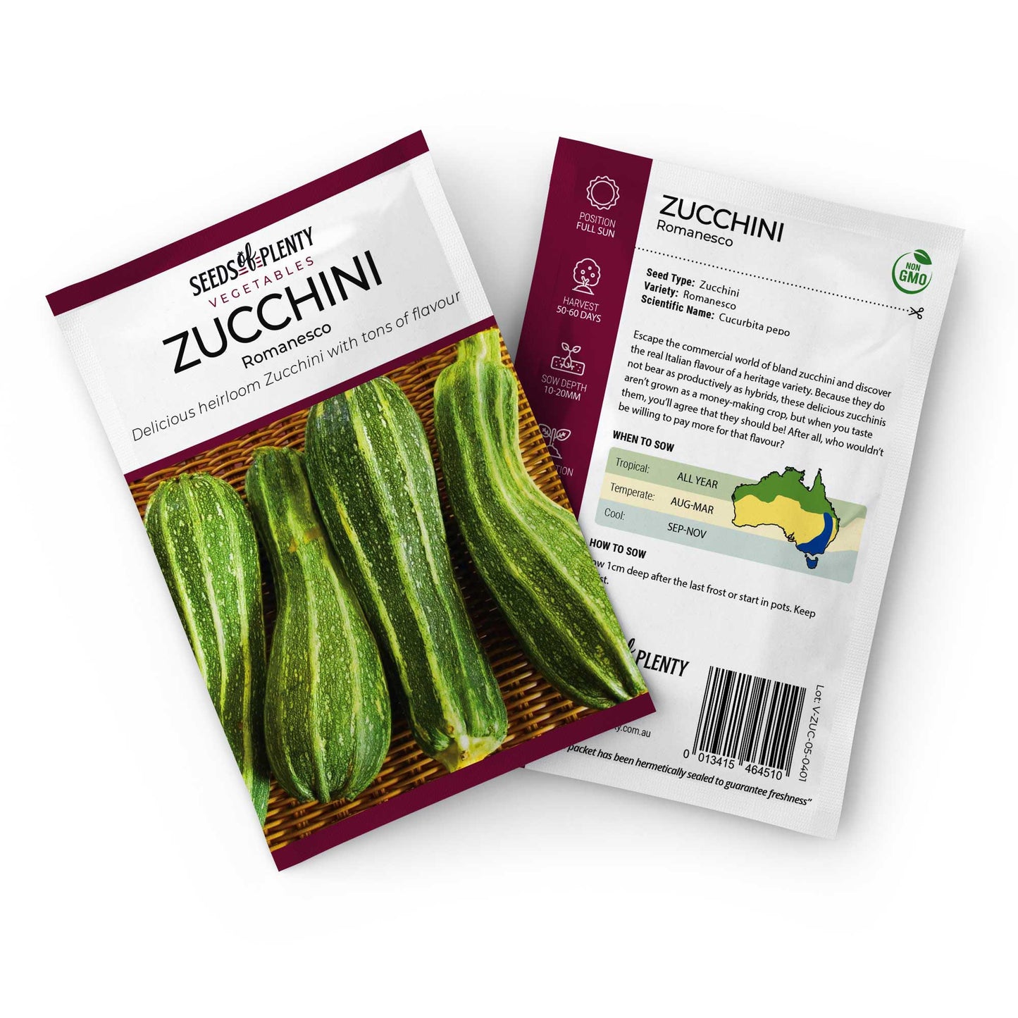 ZUCCHINI - Romanesco Seed Packet - Cucurbita pepo