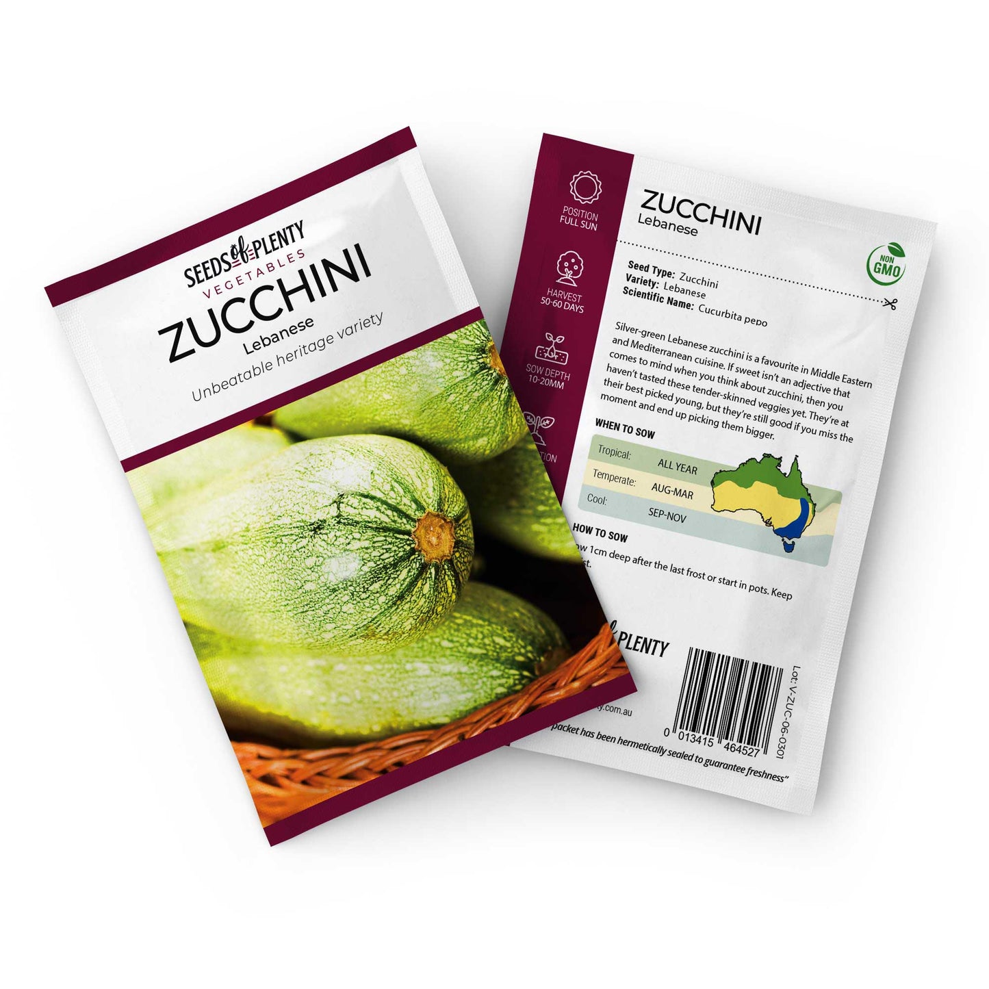 ZUCCHINI - Lebanese Seed Packet - Cucurbita pepo
