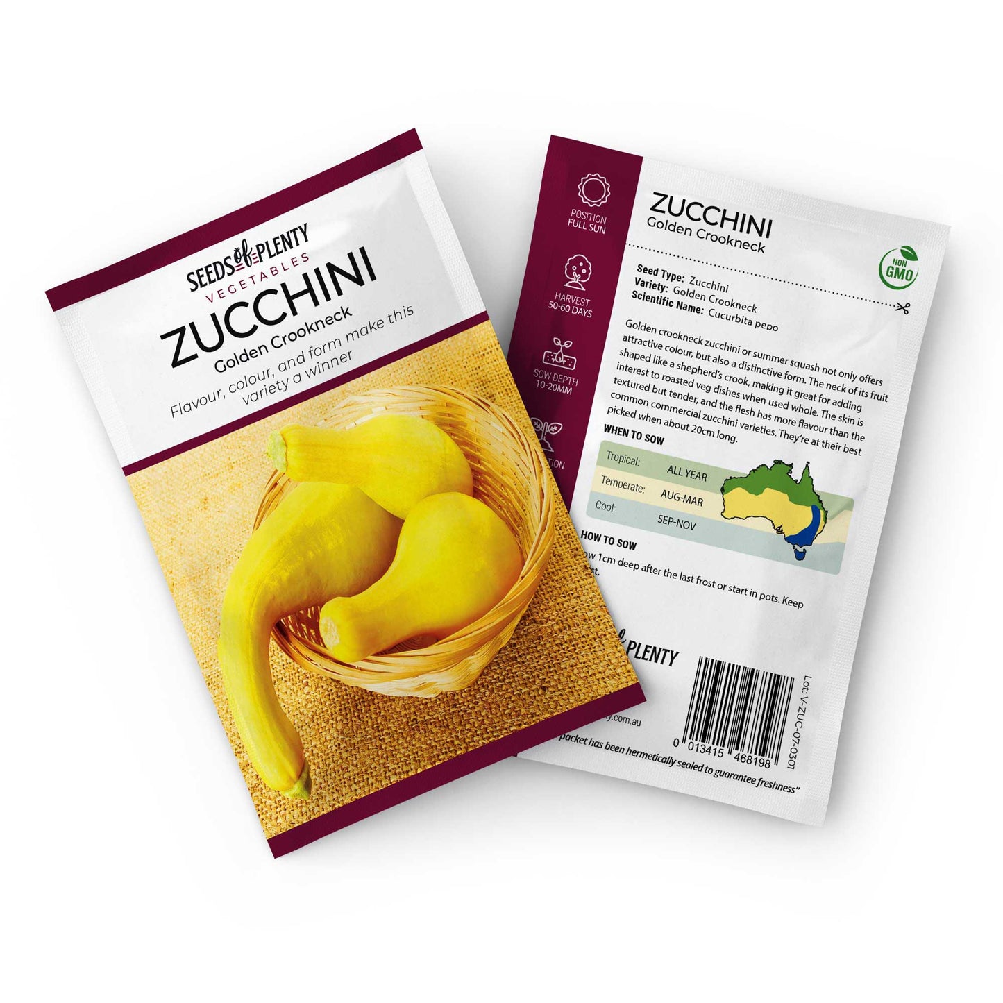 ZUCCHINI - Golden Crookneck Seed Packet - Cucurbita pepo