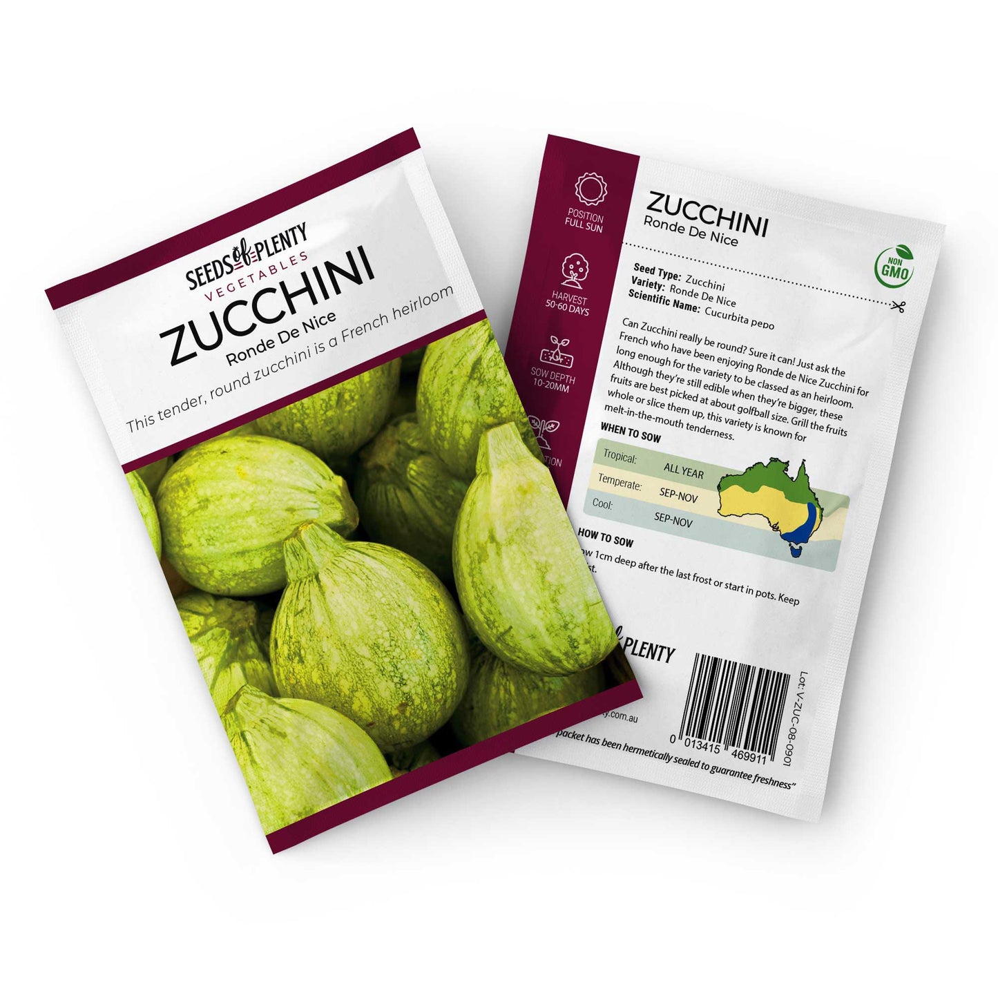 ZUCCHINI - Ronde De Nice Seed Packet - Cucurbita pepo