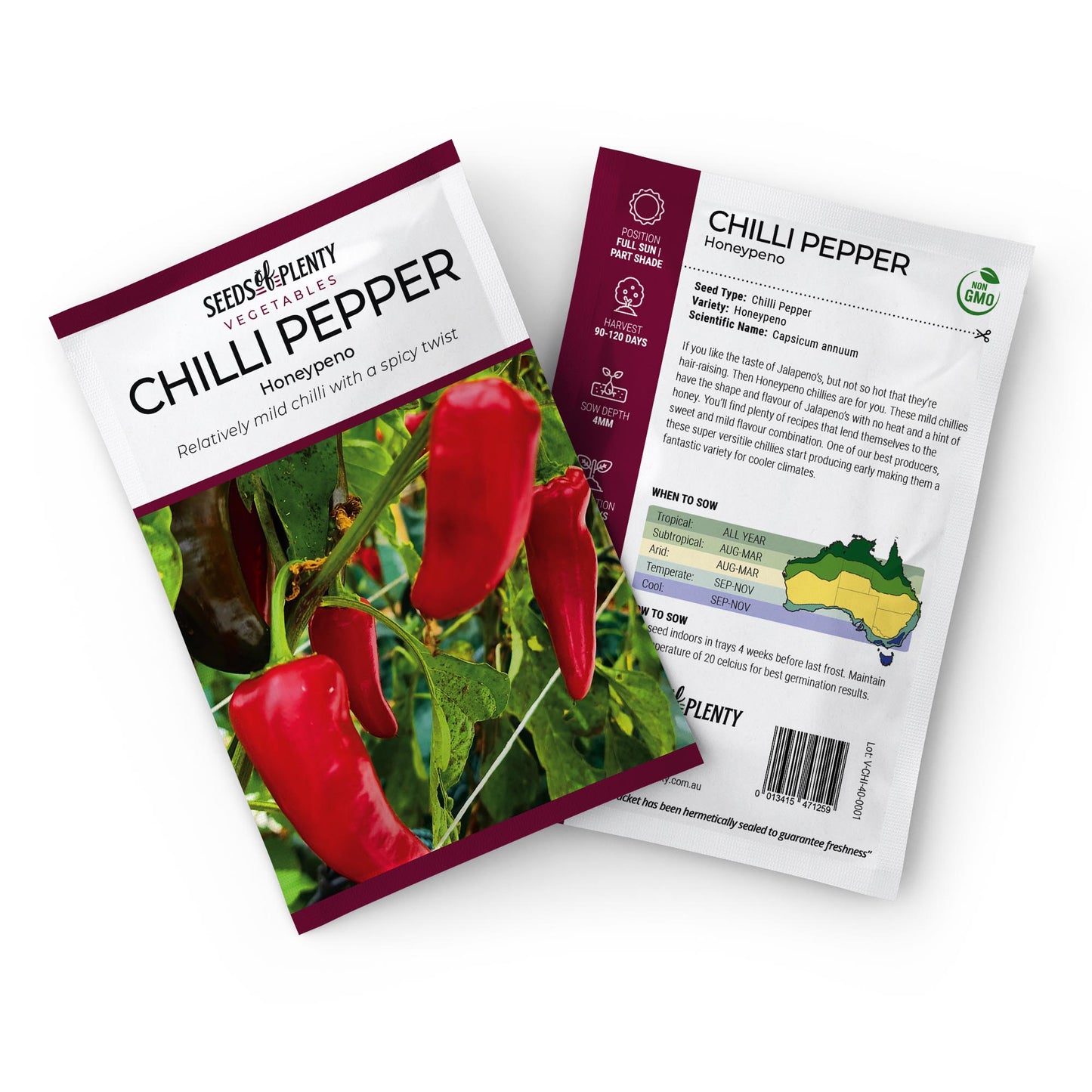 CHILLI PEPPER - Honeypeno Seed Packet - Capsicum annuum 