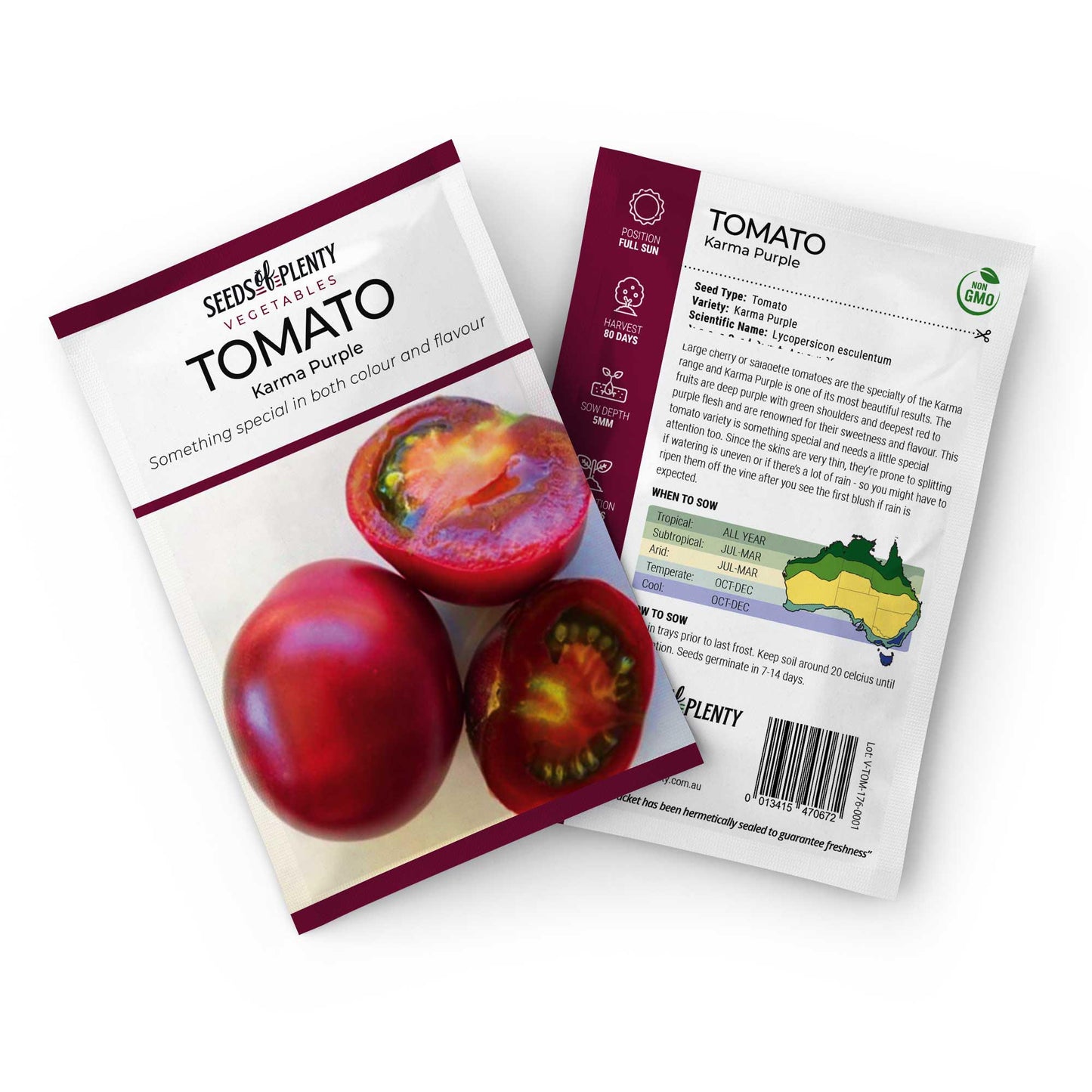 TOMATO - Karma Purple Seed Packet - Lycopersicon esculentum