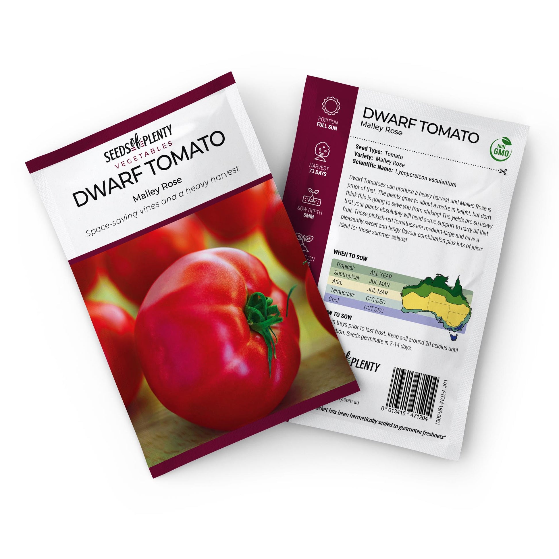 DWARF TOMATO - Malley Rose Seed Packet - Lycopersicon esculentum