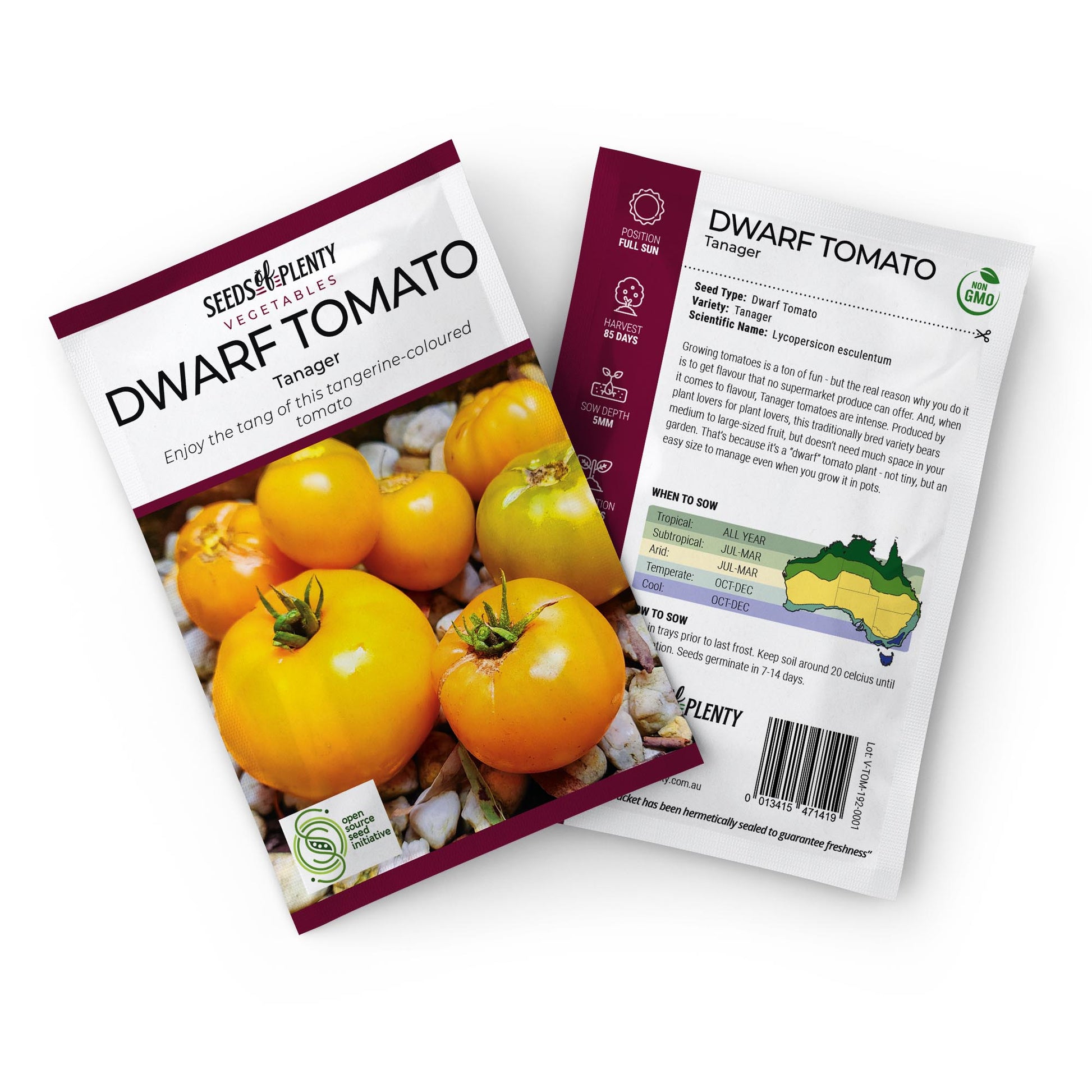 DWARF TOMATO - Tanager Seed Packet - Lycopersicon esculentum