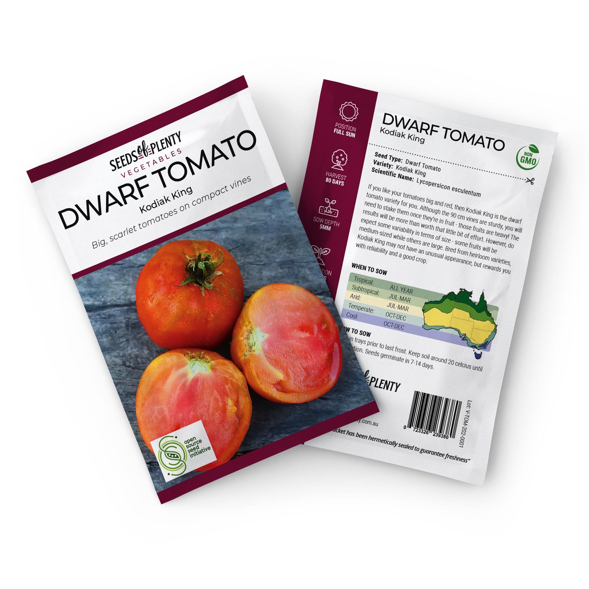 DWARF TOMATO - Kodiak King Seed Packet - Lycopersicon esculentum