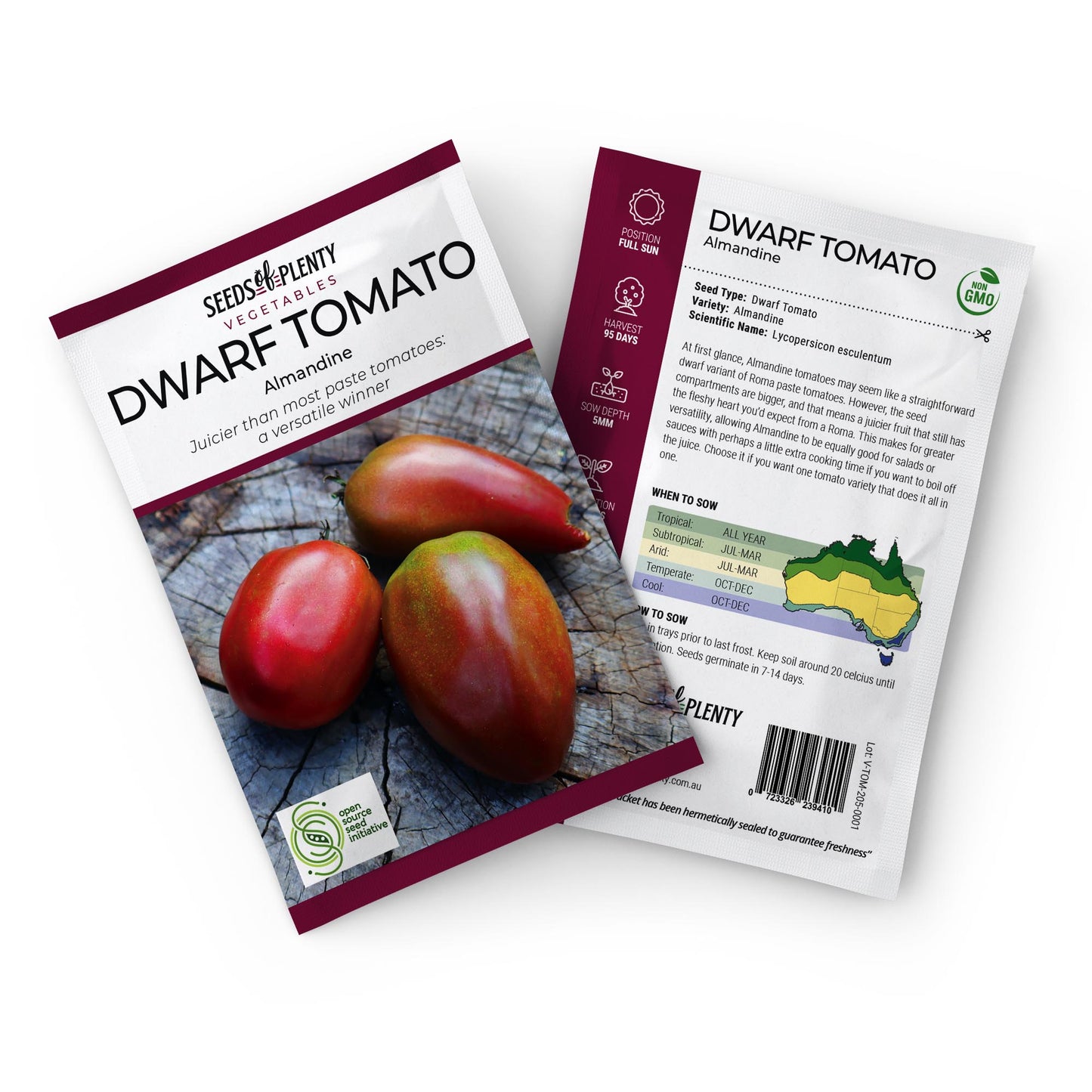 DWARF TOMATO - Almandine Seed Packet - Lycopersicon esculentum