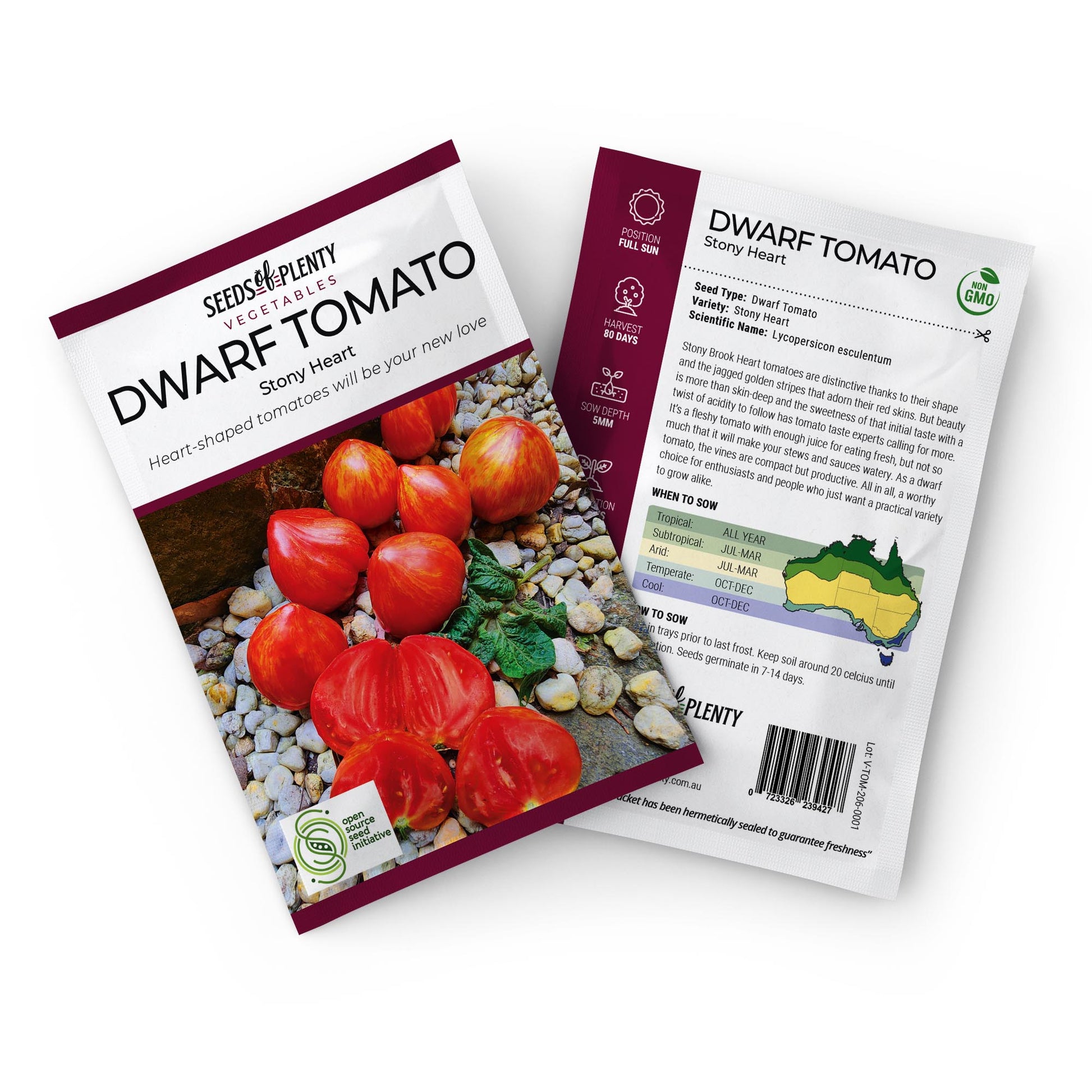 DWARF TOMATO - Stony Heart Seed Packet - Lycopersicon esculentum