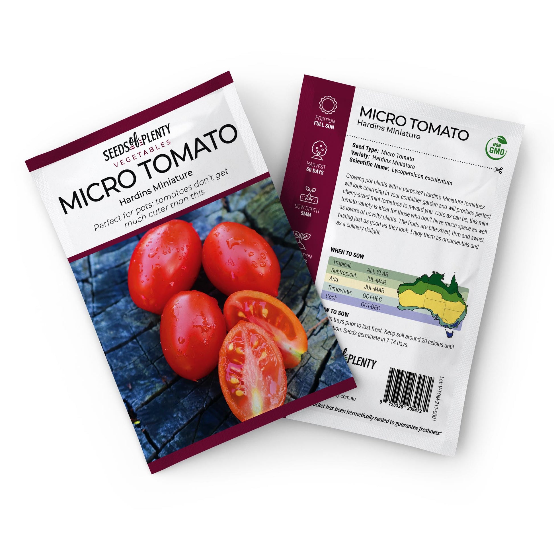 MICRO TOMATO - Hardins Miniature Seed Packet - Lycopersicon esculentum