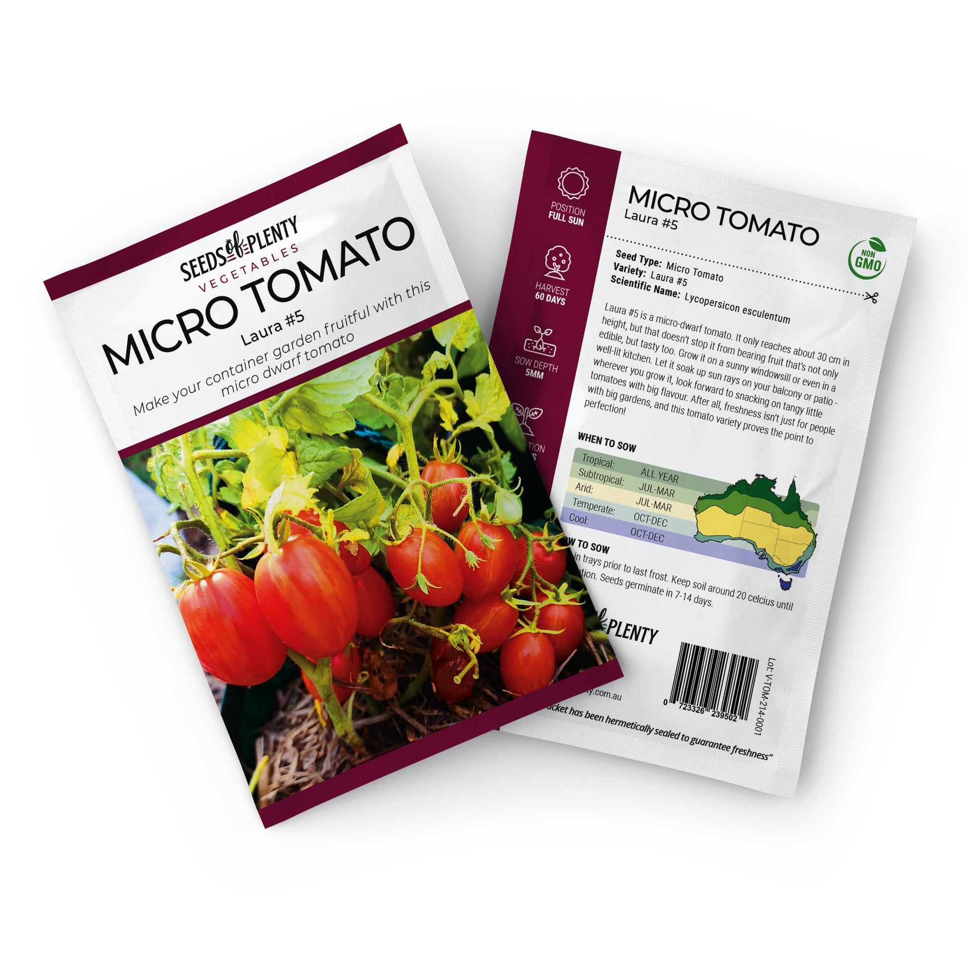 MICRO TOMATO - Laura #5 Seed Packet - Lycopersicon esculentum