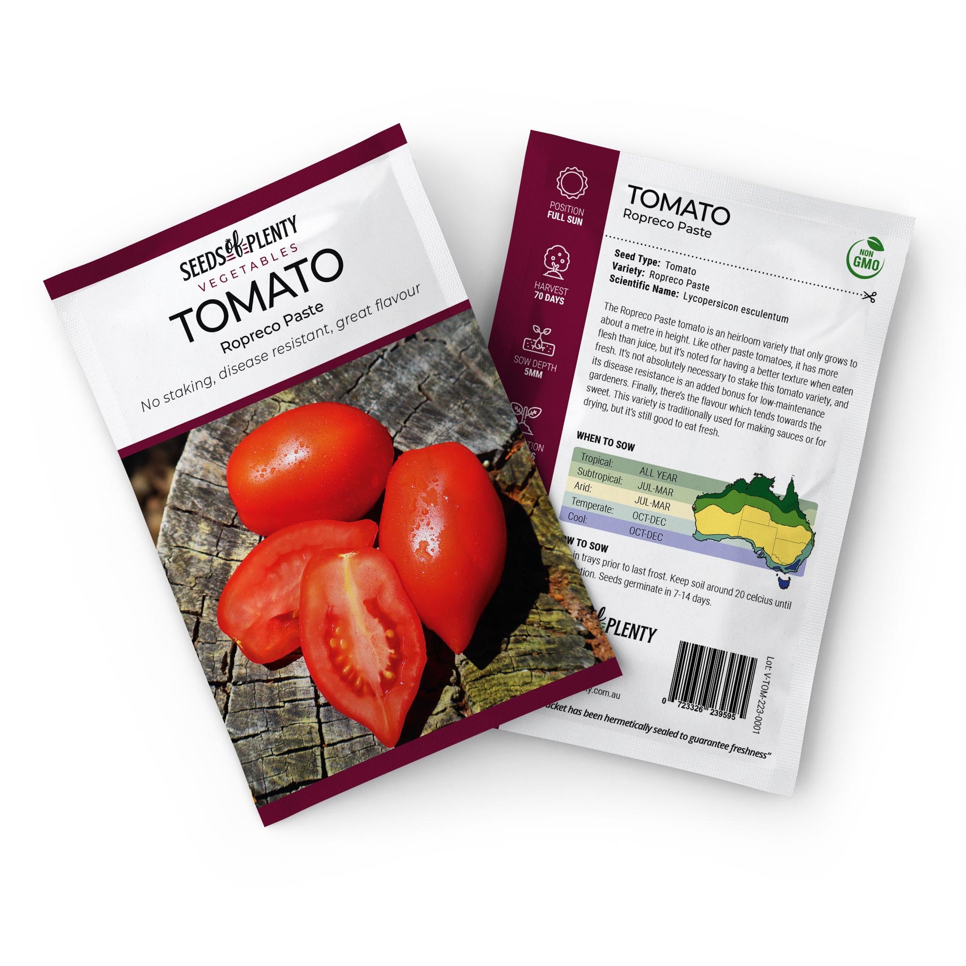 TOMATO - Ropreco Paste Seed Packet - Lycopersicon esculentum