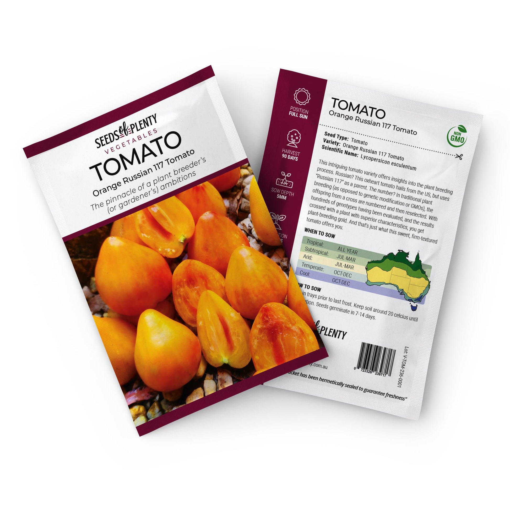 TOMATO - Orange Russian 117 Tomato Seed Packet - Lycopersicon esculentum