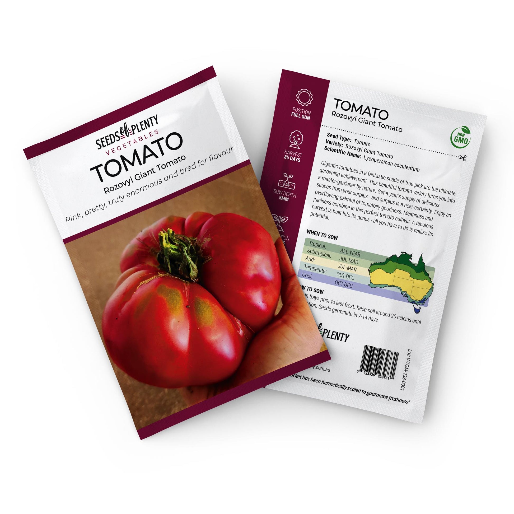 TOMATO - Rozovyi Giant Tomato Seed Packet - Lycopersicon esculentum