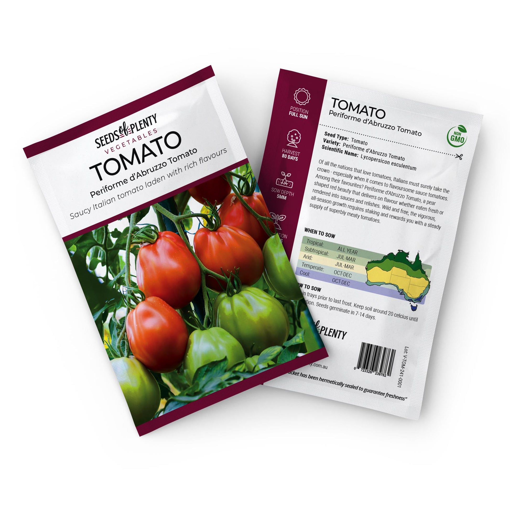 TOMATO - Periforme d'Abruzzo Tomato Seed Packet - Lycopersicon esculentum