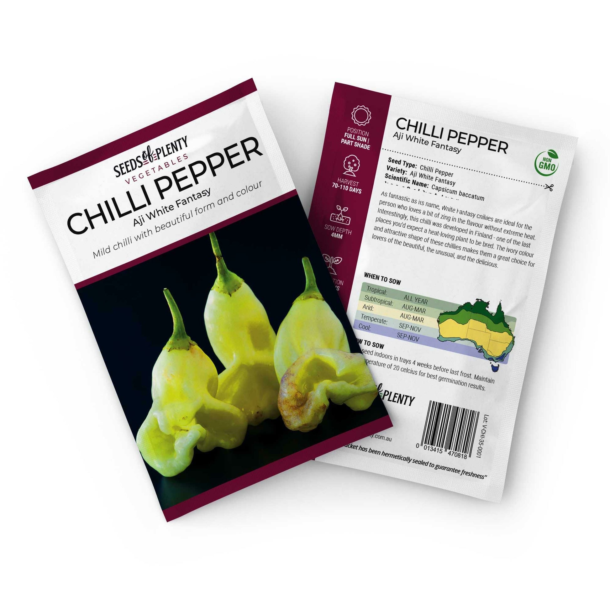 CHILLI PEPPER - Aji White Fantasy Seed Packet - Capsicum baccatum