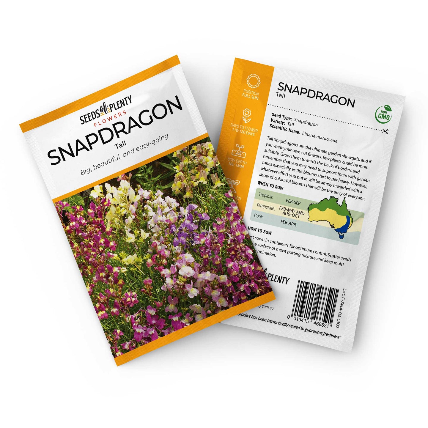 SNAPDRAGON - Tall Seed Packet - Linaria maroccana