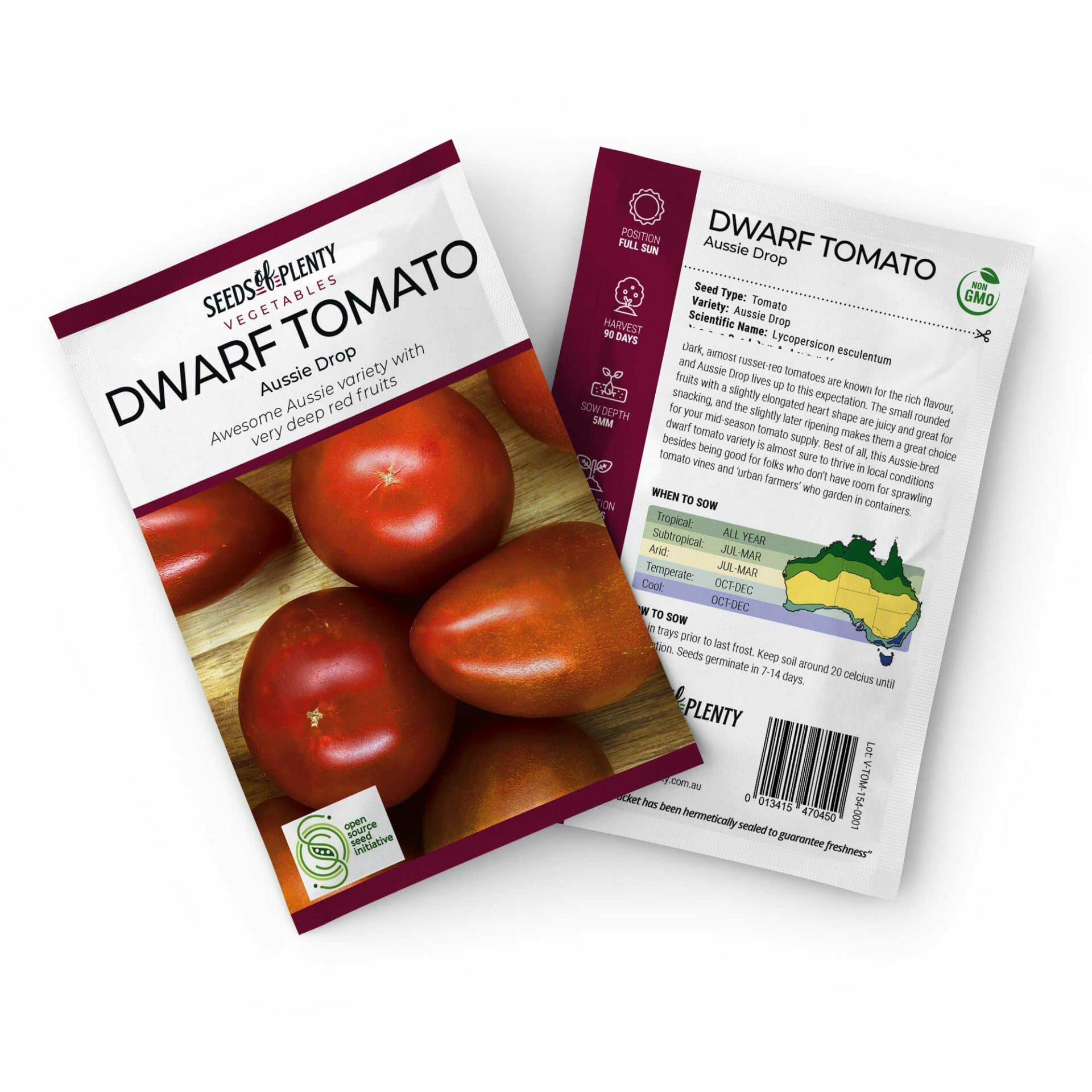 DWARF TOMATO - Aussie Drop Seed Packet - Lycopersicon esculentum