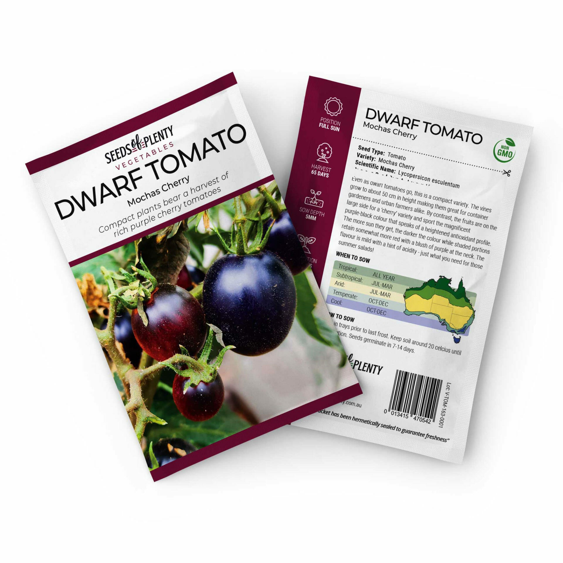 DWARF TOMATO - Mochas Cherry Seed Packet - Lycopersicon esculentum