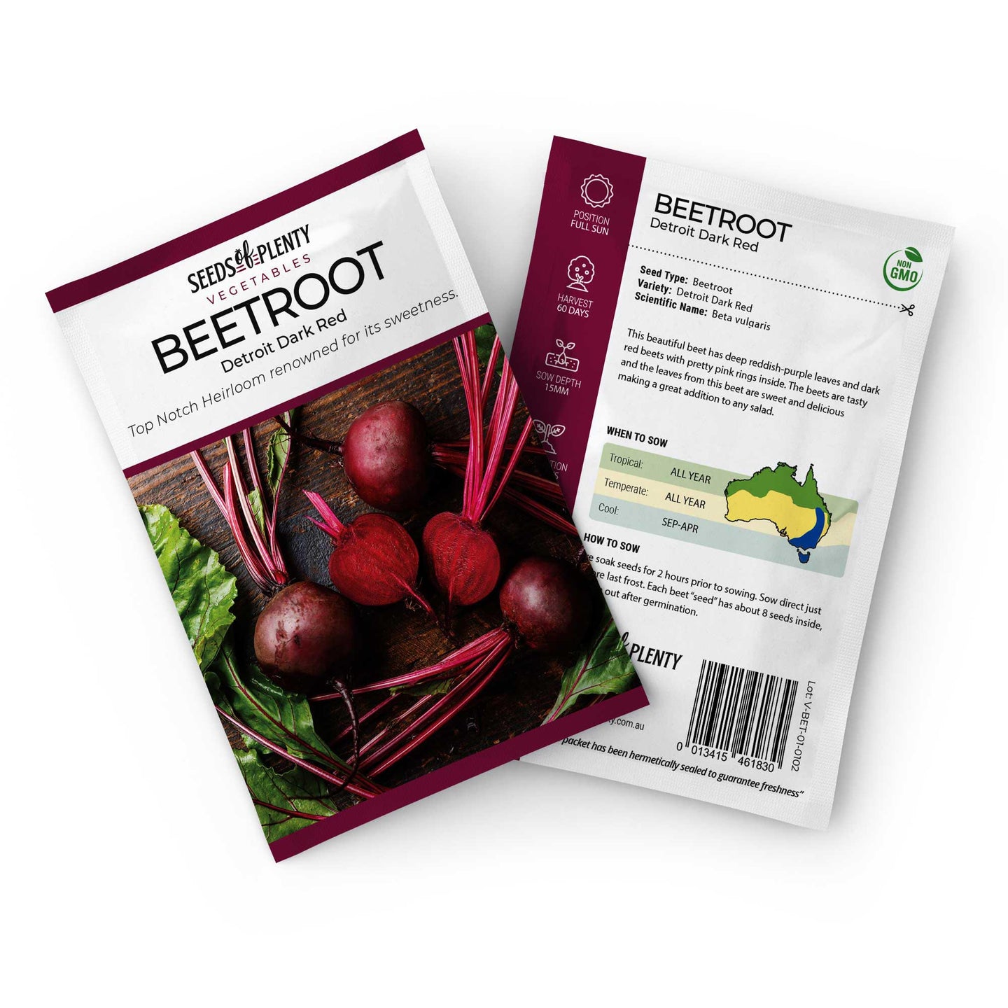 BEETROOT - Detroit Dark Red Seed Packet -  Beta vulgaris