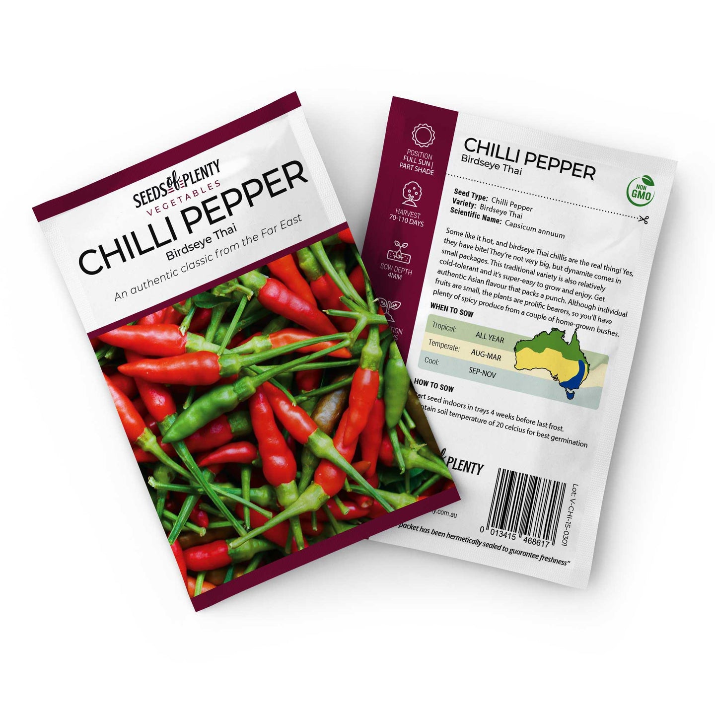 CHILLI PEPPER - Birdseye Thai Seed Packet - Capsicum annuum