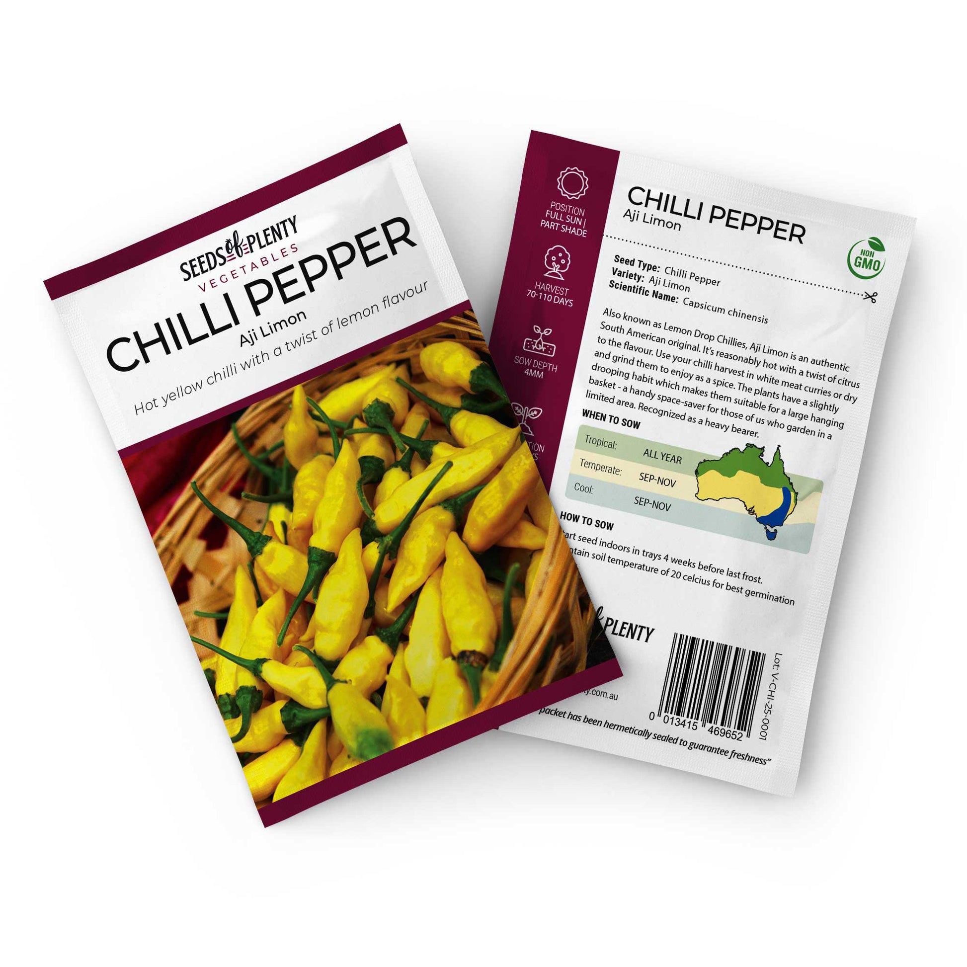 CHILLI PEPPER - Aji Limon Seed Packet - Capsicum chinensis