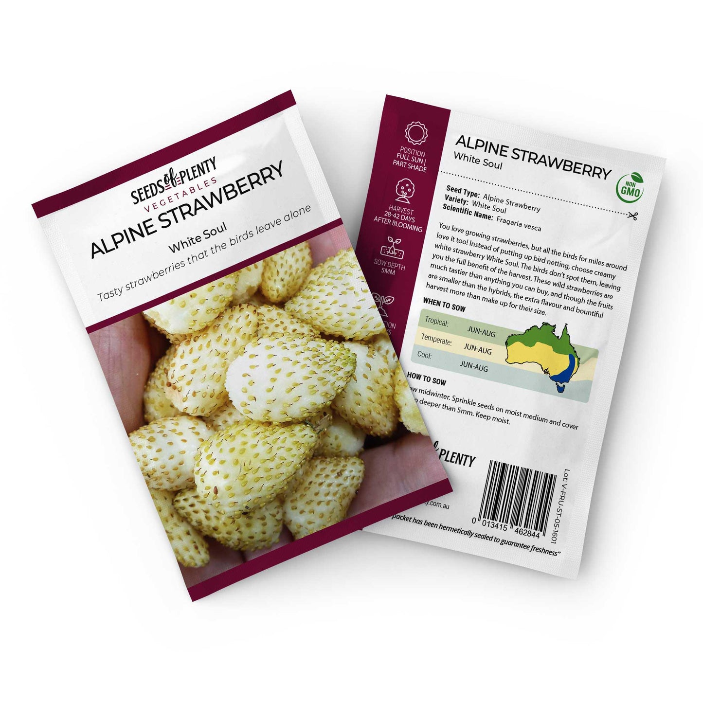 ALPINE STRAWBERRY - White Soul Seed Packet - Fragaria vesca