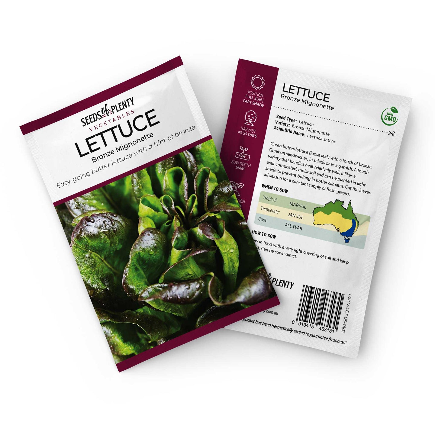 LETTUCE - Bronze Mignonette Seed Packet - Lactuca sativa