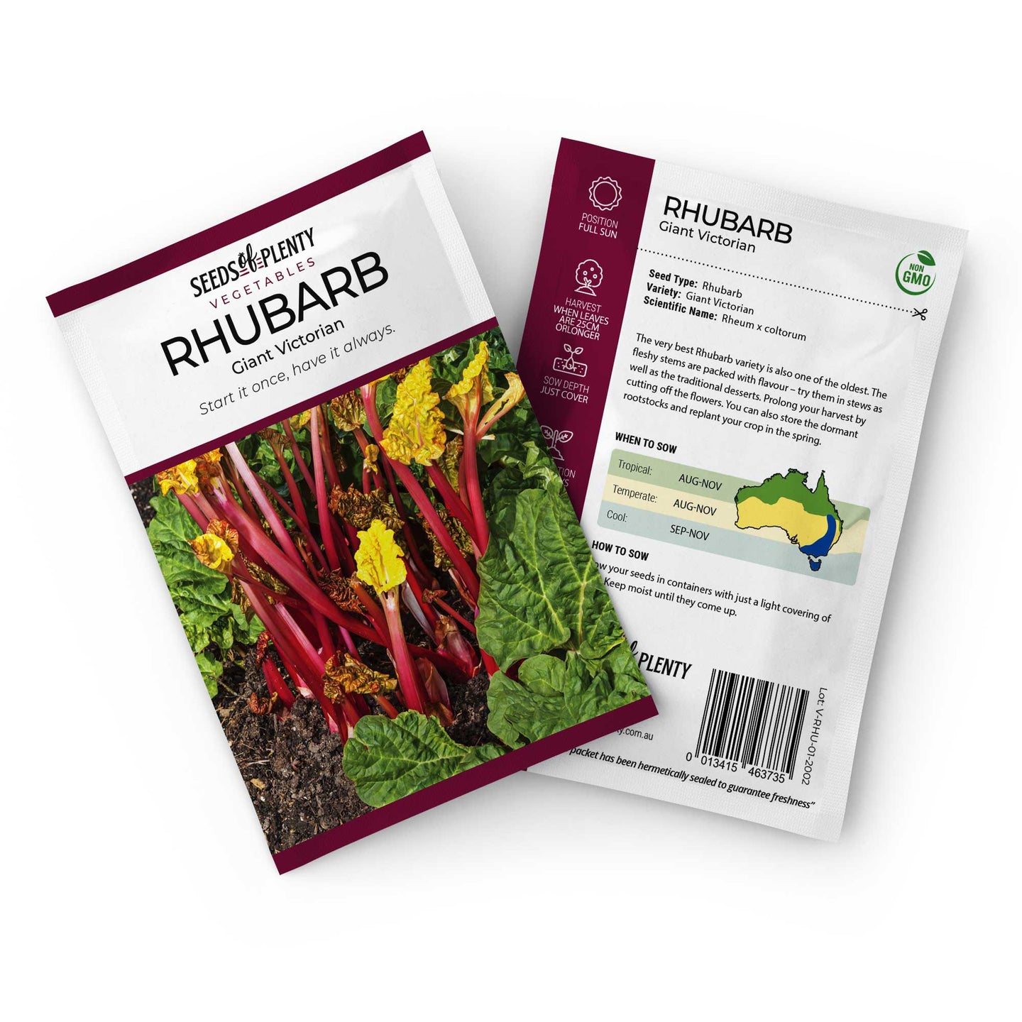 RHUBARB - Victoria Seed Packet - Rheum x coltorum