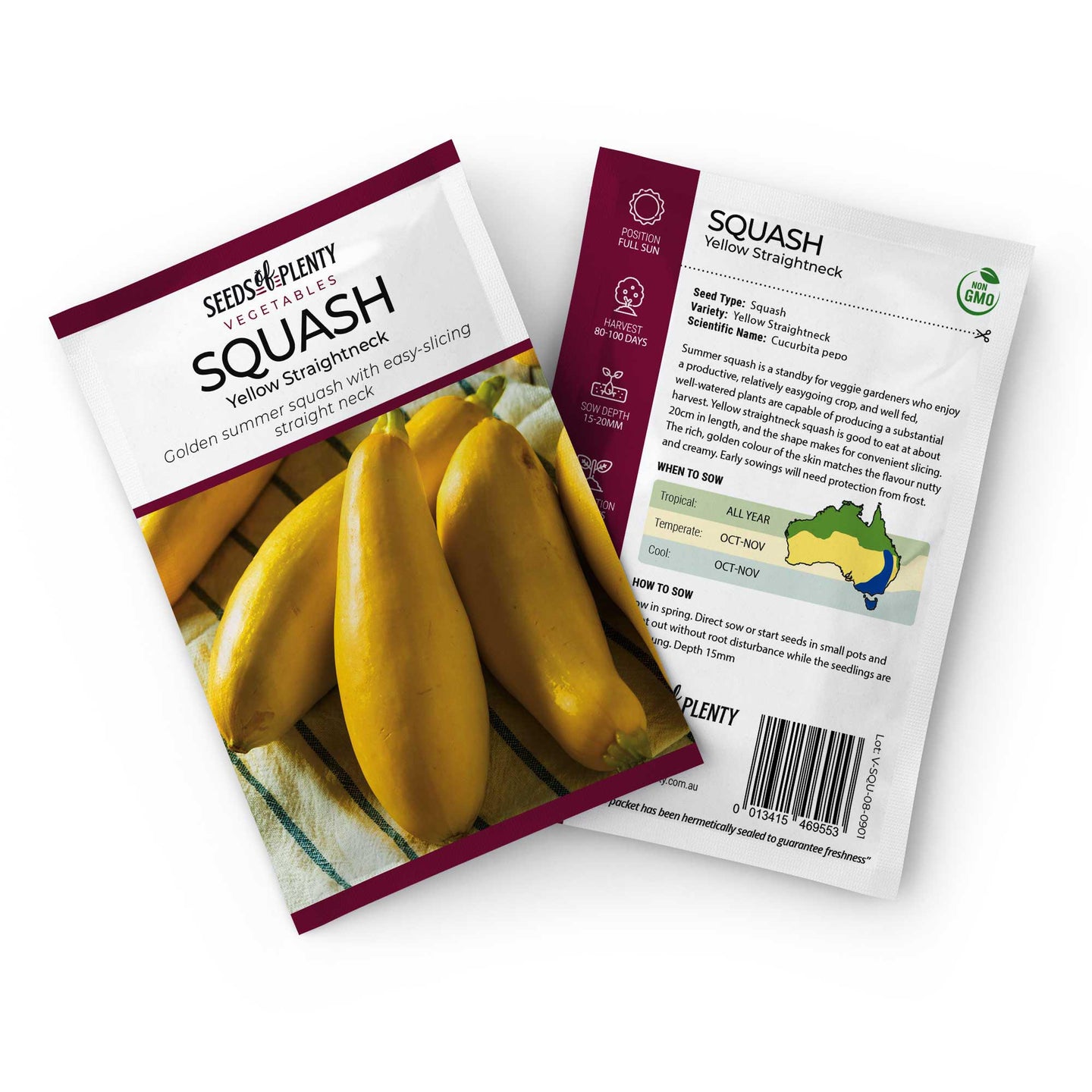 SQUASH - Yellow Straightneck Seed Packet - Cucurbita pepo