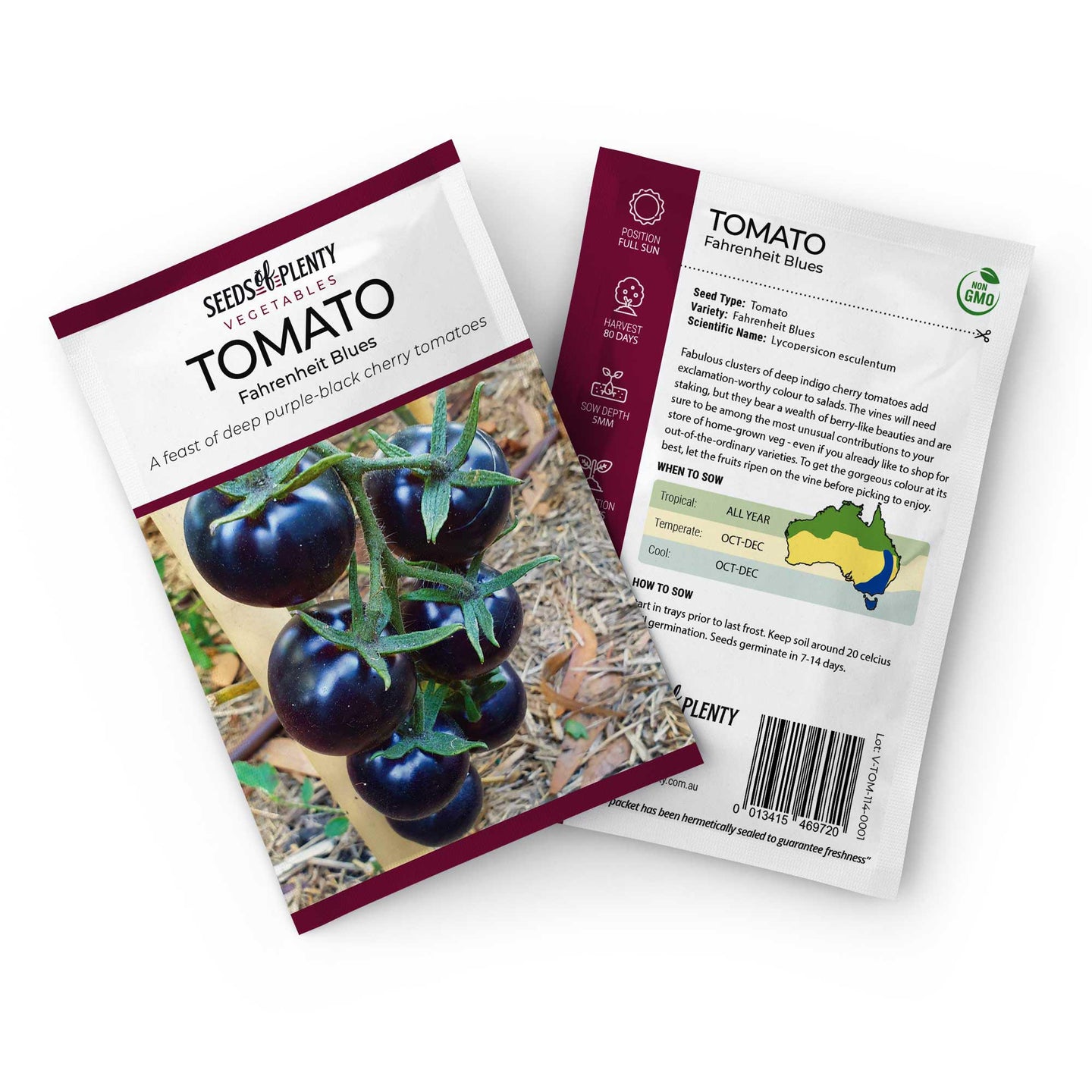 TOMATO - Fahrenheit Blues Seed Packet - Lycopersicon esculentum