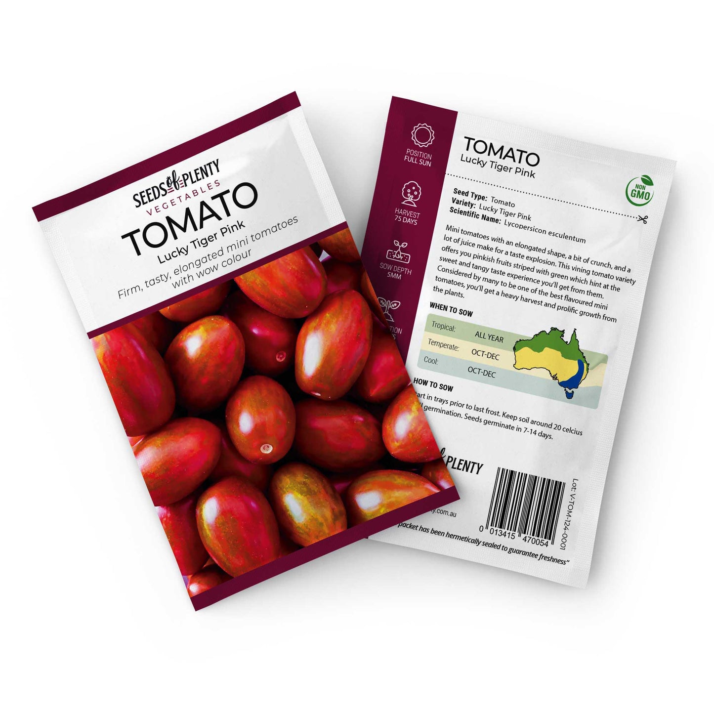 TOMATO - Lucky Tiger Pink Seed Packet - Lycopersicon esculentum