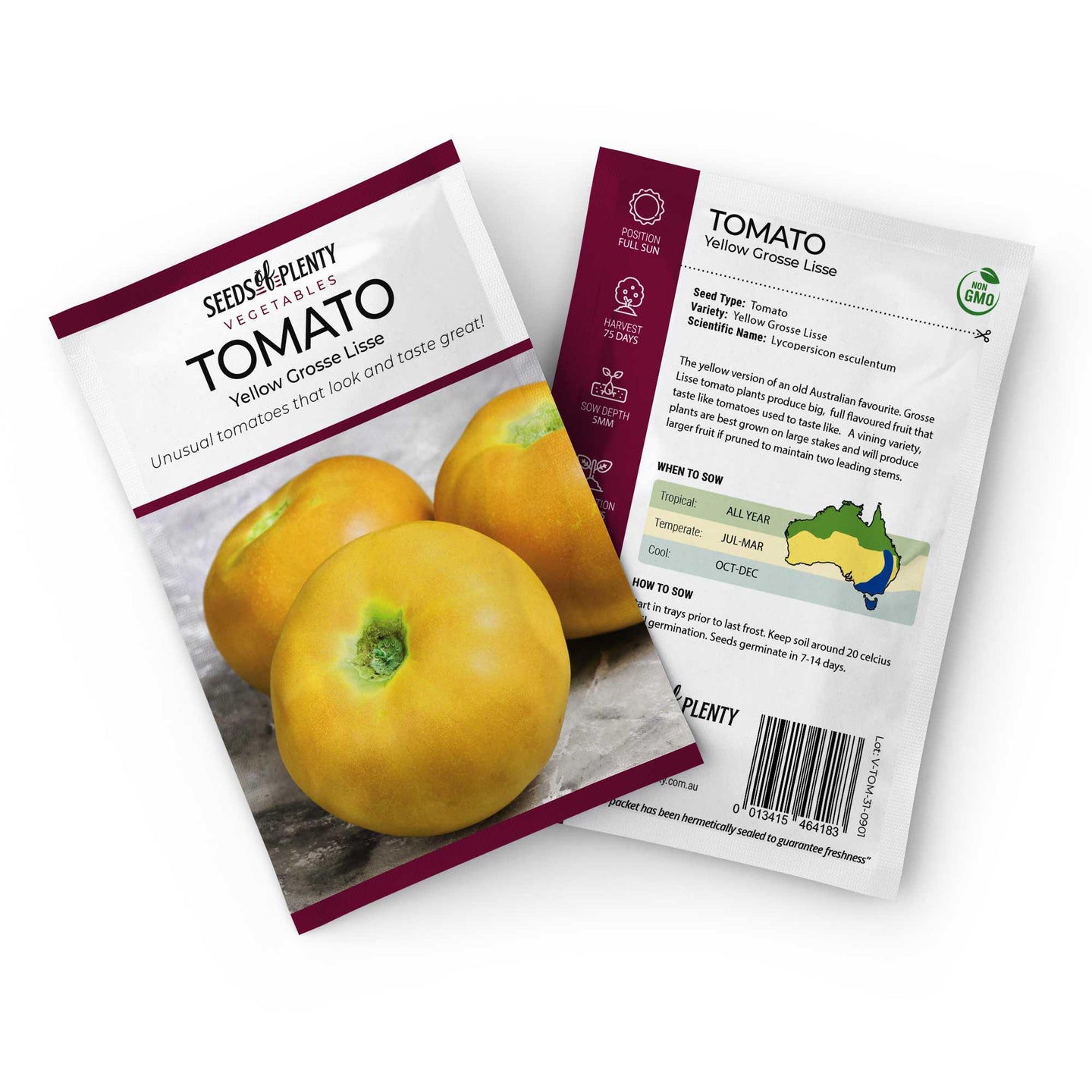 TOMATO - Yellow Grosse Lisse Seed Packet - Lycopersicon esculentum