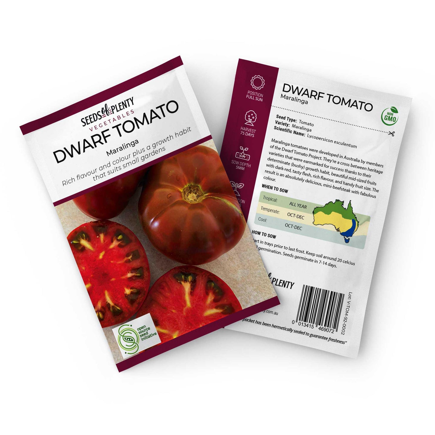 DWARF TOMATO - Maralinga Seed Packet - Lycopersicon esculentum