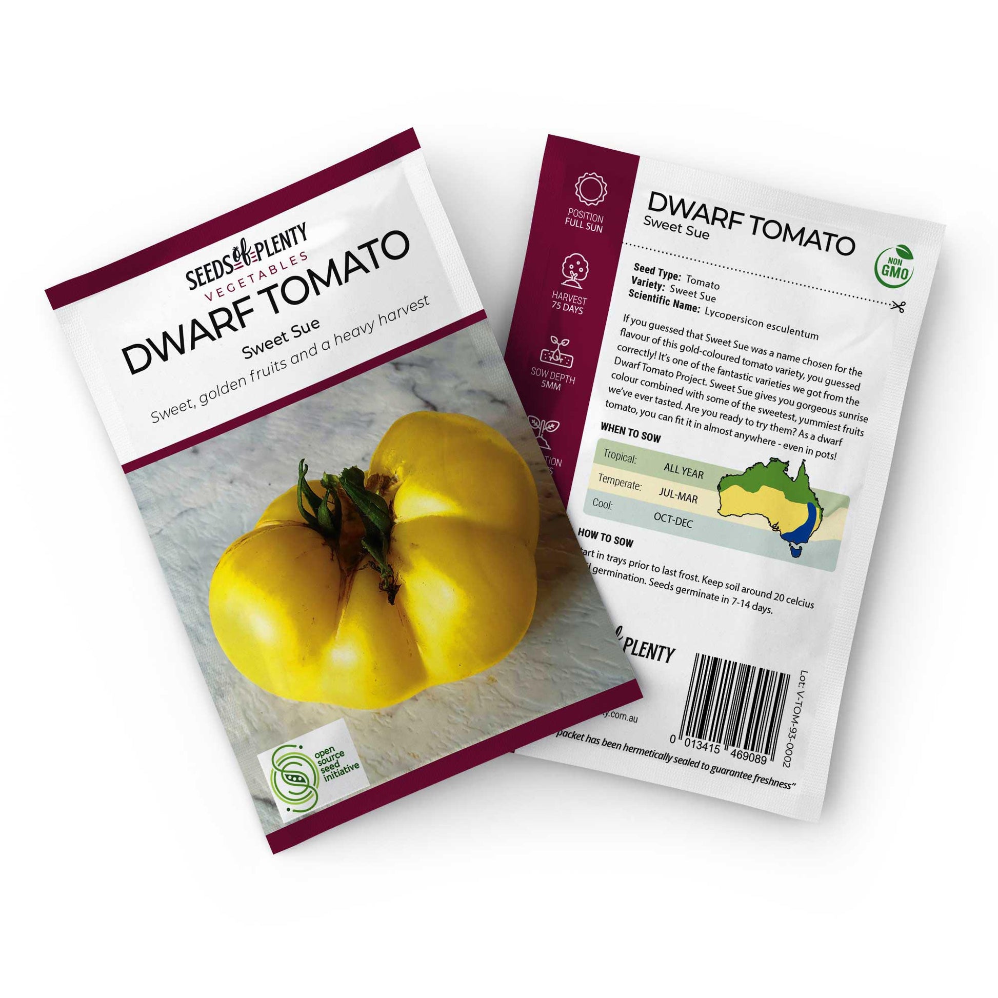 DWARF TOMATO - Sweet Sue Seed Packet - Lycopersicon esculentum